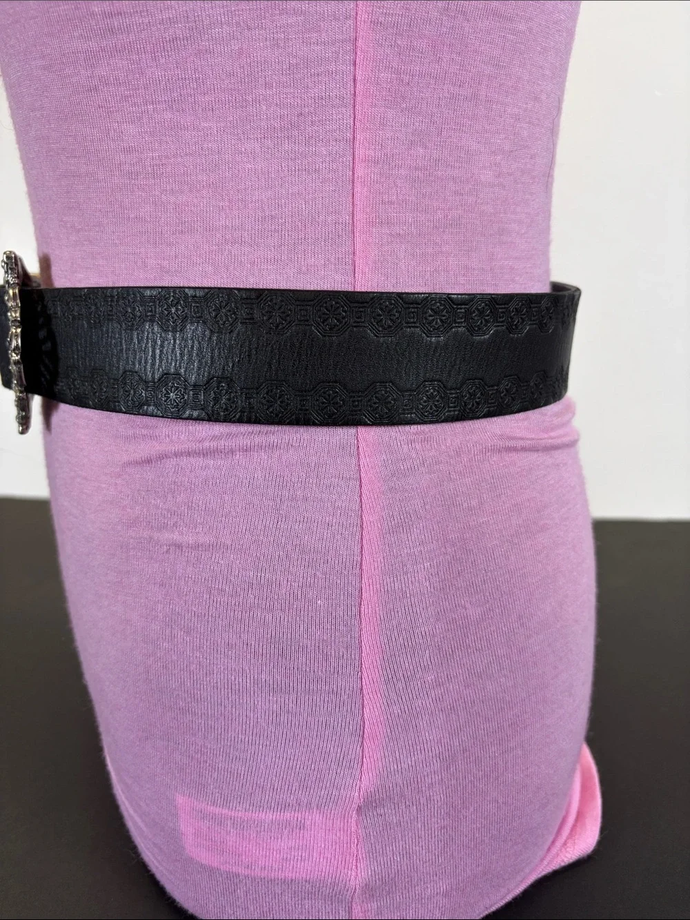 Linea Pelle Genuine Leather Studded Crystal Buckle Belt Size Small